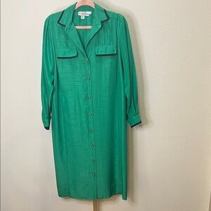 Schrader Sport Dress long sleeve button up vintage Green 8